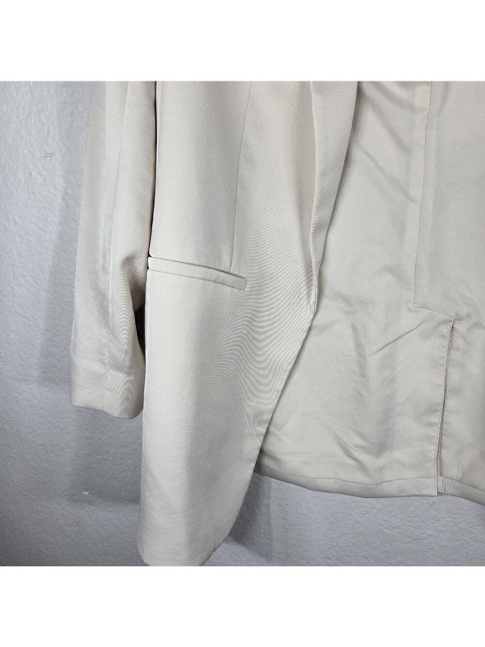 Express Womens Cream Long Blazer Open Front Size S Jacket Long Sleeve - Picture 7 of 16